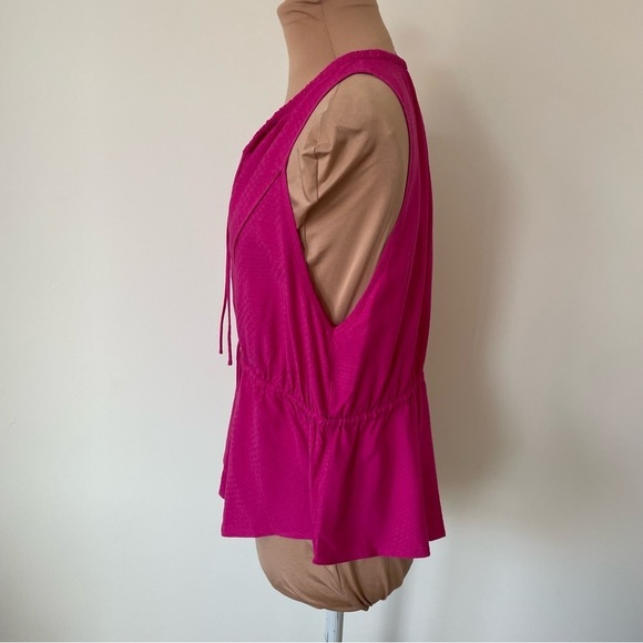 IRO Jelle Sleeveless Hot Pink Textured Weave Drawstring Top EUC Size FR 36/US 4 - Picture 2 of 9
